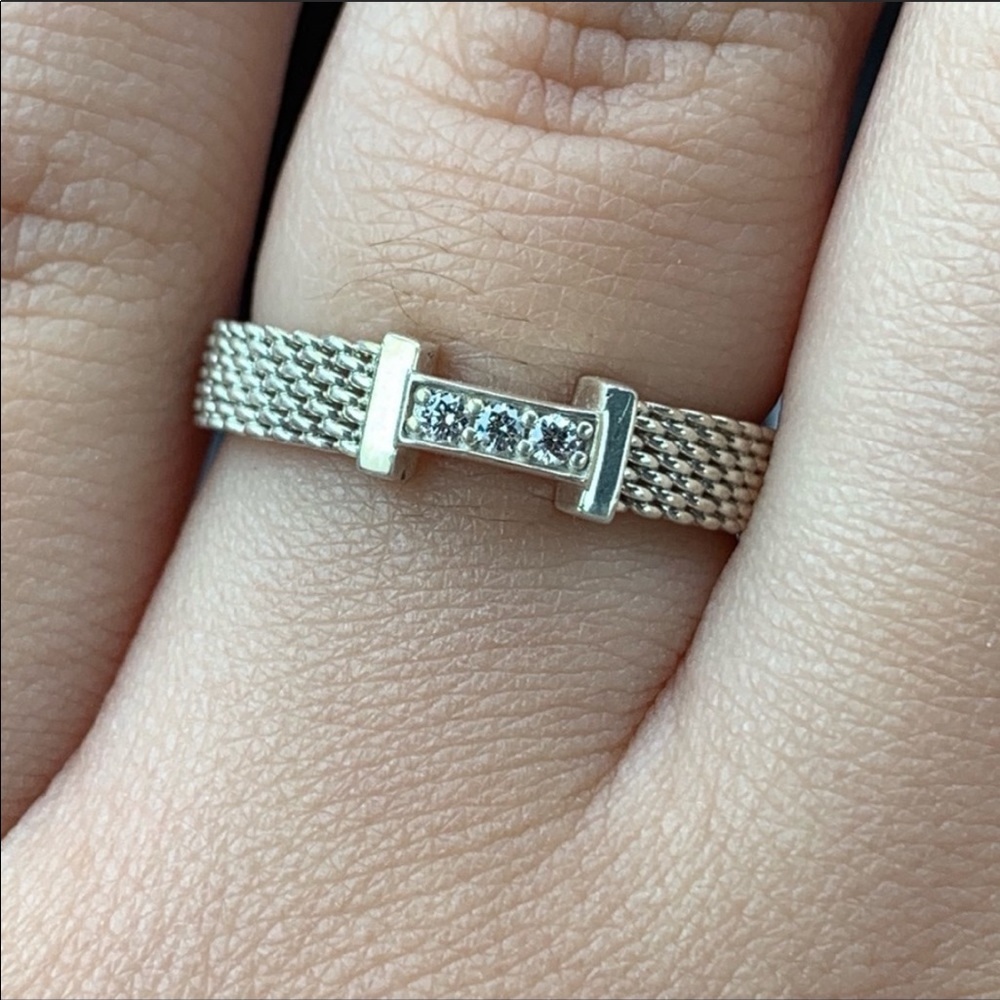 Tiffany & Co Silver & Diamond Somerset Narrow Ring